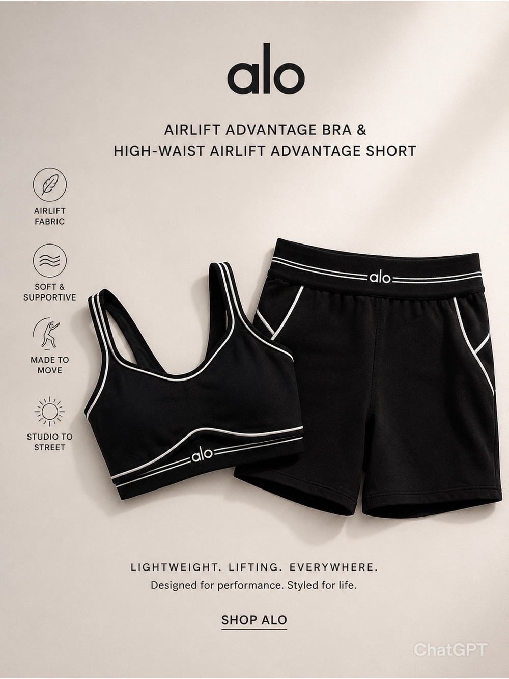 ALO Yoga Airbrush Heart Throb Logo Set
